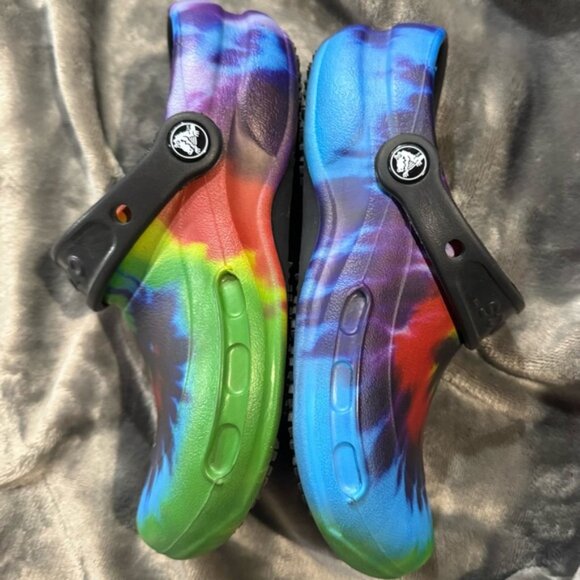 Crocs Bistro Kids Woman Man Unisex Tie Dye Slip On Clogs Sandals Rainbow Woman 6 - Picture 7 of 12